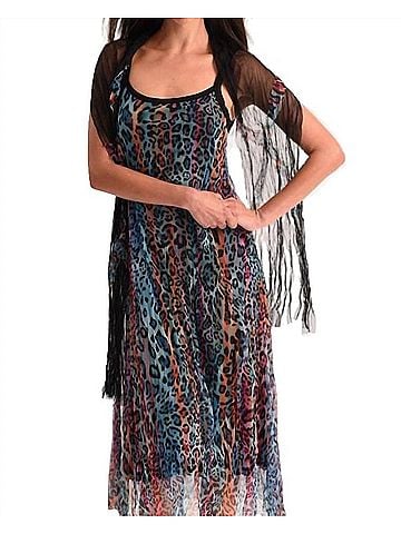 Angel Vibrant Leopard Maxi Dress in Black (view 2)