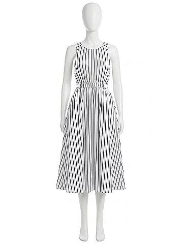 Flying Tomato Jet Set Dress in Black/White Stripe (view 1)