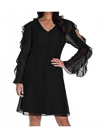 Frank Lyman Design Woven Dress in Black (view 2)