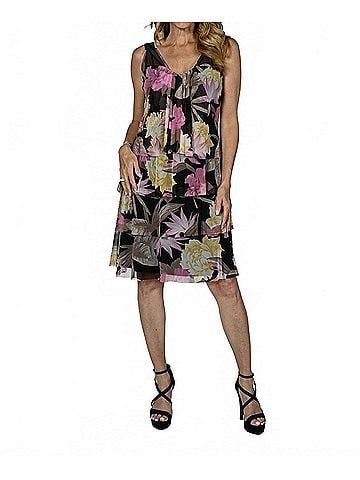 Frank Lyman Design Floral Printed Dress in Black Multi (view 2)