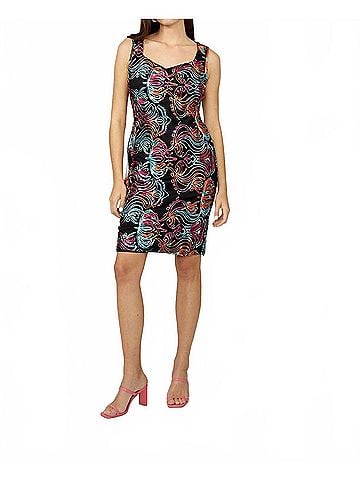 Frank Lyman Design Floral Bodycon Knee-Length Dress in Black Multi (view 2)