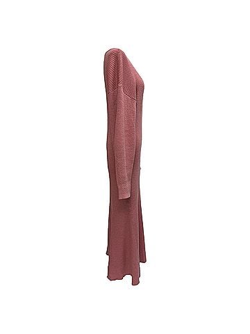Self-Portrait Self-Portrait Knitted Scoop Neck Midi Dress in Pink Cotton (view 2)