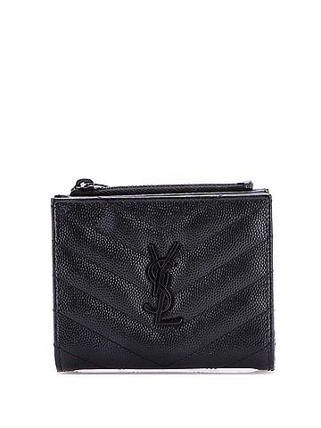 Saint Laurent Classic Monogram Zipped Card Case Matelasse Chevron Leather (view 1)