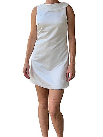 Altar'd State White Satin Sleeveless Chemise Casual Dress (view 1)