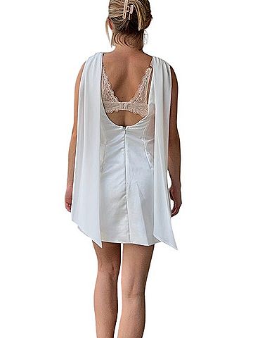Altar'd State White Satin Sleeveless Chemise Casual Dress (view 2)
