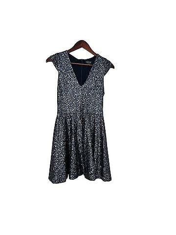 Topshop Sequin Skater Dress Cocktail Dress (view 1)