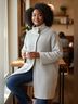 Escada Solid Stripes Gray Coat Size XL - photo 3