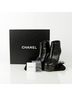 Chanel 100% Leather Black Ankle Boots Heels Size Size EU 37 1/2 - photo 1