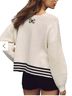 Anthropologie Graphic White Blue Pullover Sweater Size L - photo 2