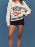 Anthropologie Graphic White Blue Pullover Sweater Size L - photo 3