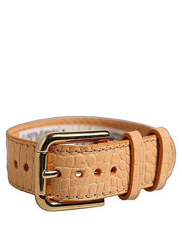 Dolce & Gabbana Beige Embossed Leather Gold Buckle Belt Strap Women's Bracelet (view 1)
