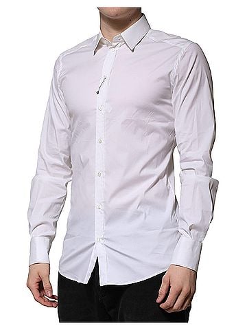 Dolce & Gabbana White Cotton GOLD Long Sleeves Formal Men's Shirt (view 2)