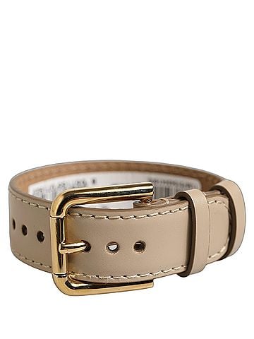 Dolce & Gabbana Beige Calfskin Leather Gold Buckle Belt Strap Women's Bracelet (view 1)