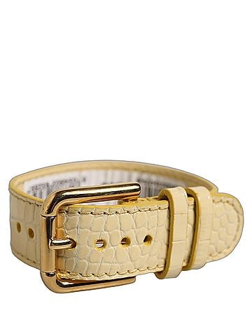 Dolce & Gabbana Beige Embossed Leather Gold Buckle Belt Strap Women's Bracelet (view 1)