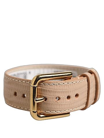 Dolce & Gabbana Beige Textured Leather Gold Buckle Belt Strap Women's Bracelet (view 1)