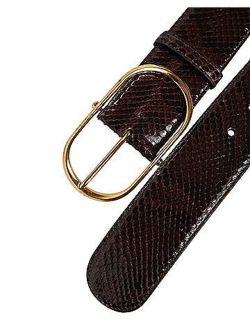 Dolce & Gabbana Brown Python Leather Gold Metal Buckle Women's Belt (view 2)