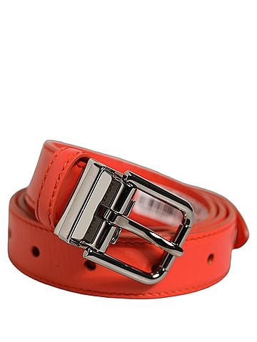 Dolce & Gabbana Red Leather Silver Metal Buckle Cintura Women's Belt (view 1)