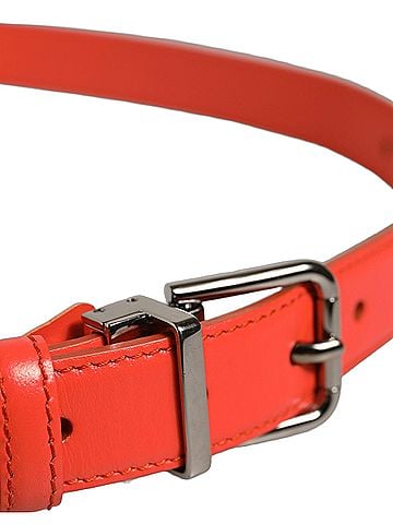 Dolce & Gabbana Red Leather Silver Metal Buckle Cintura Women's Belt (view 2)