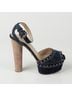 Prada 100% Denim Blue Size Studded Sandal Heel Size EU 38 - photo 3