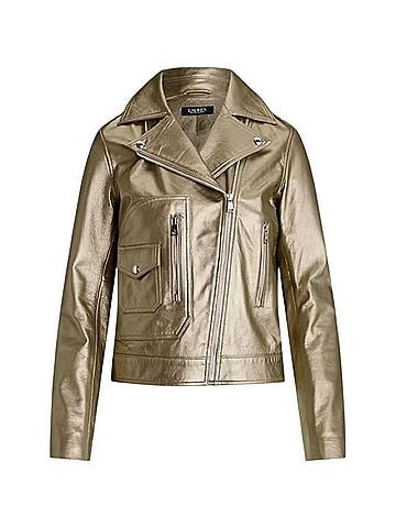 Ralph Lauren Metallic Leather Moto Jacket Jacket (view 1)