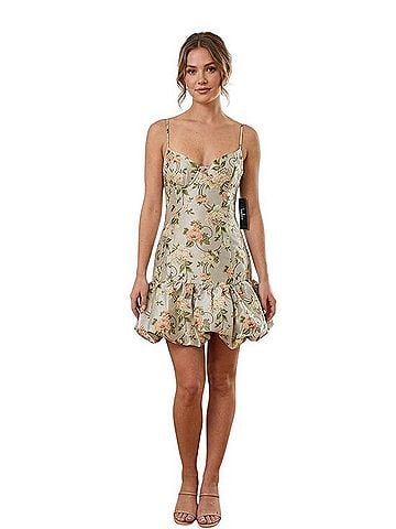 Lulus Floral Jacquard Bubble Hem Mini Dress Cocktail Dress (view 1)