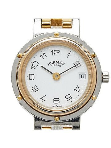Hermès Hermes Clipper Quartz Watch, White Dial, Plated Metal, Women's. (view 1)