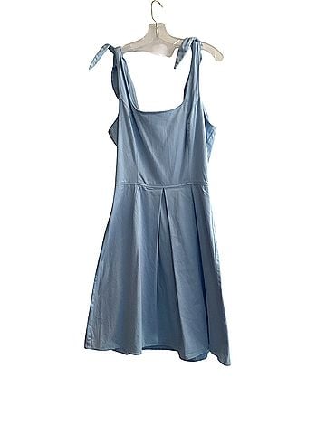 Melissa Masse Made to Measure Cotton Light Blue Tie-Shoulder Dress Casual Dress (view 1)