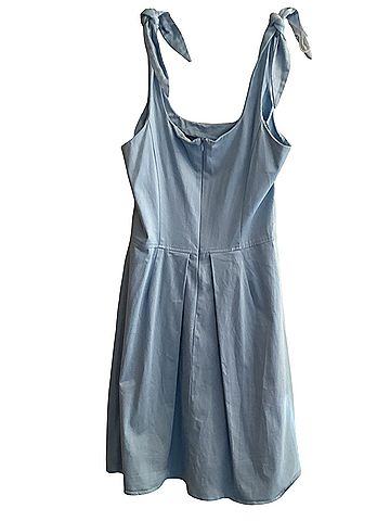 Melissa Masse Made to Measure Cotton Light Blue Tie-Shoulder Dress Casual Dress (view 2)
