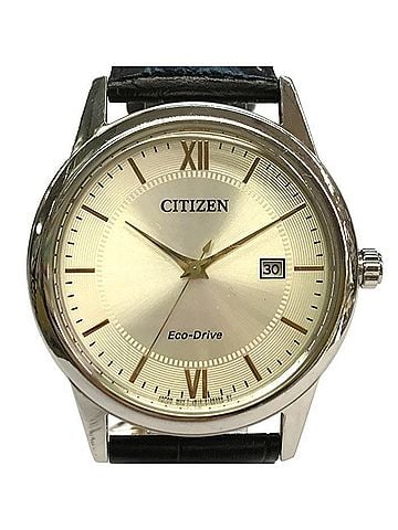 Citizen CITIZEN Eco-Drive Men's Analog Solar Watch, Stainless Steel, Leather Band, Silver/Black, J810-S095662 (view 1)