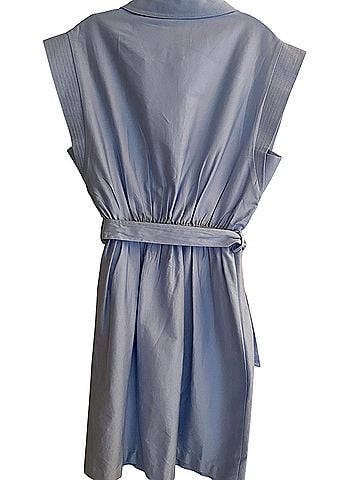 Halston Cap-Sleeve Cotton Shirt Dress in Breeze Light Blue Casual Dress (view 2)