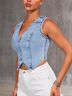Shein Blue Denim Vest Size L - photo 4