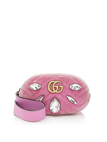 Gucci Gucci Matelasse Velvet Crystal GG Marmont Belt Bag - Size 34 / 85 (view 1)