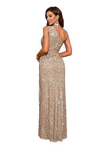 Shein One-Shoulder Sequin Gown Cocktail Dress (view 2)