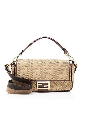 Fendi Fendi FF Embroidered Canvas Baguette Shoulder Bag (view 1)
