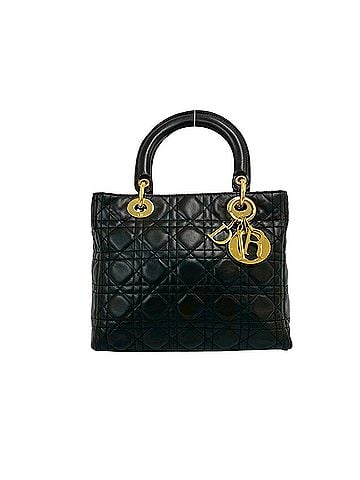 Christian Dior Christian Dior Lady Cannage Lambskin Leather Handbag Mini Tote Bag Black 17068 (view 1)