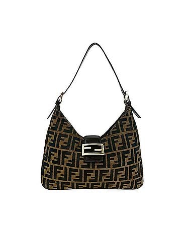 Fendi FENDI Zucca FF pattern canvas and leather semi-one shoulder bag/tote bag, brown/black, 38726 (view 1)