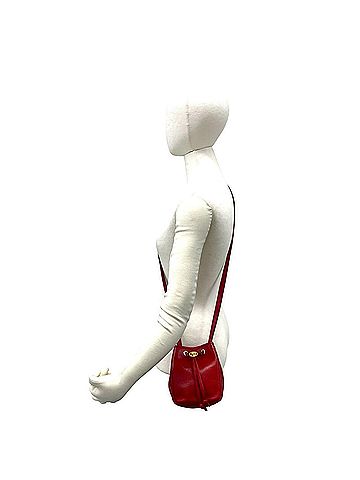 Christian Dior Christian Dior CD Logo Hardware Leather Drawstring Mini Shoulder Bag Pouch Red 43861 (view 2)