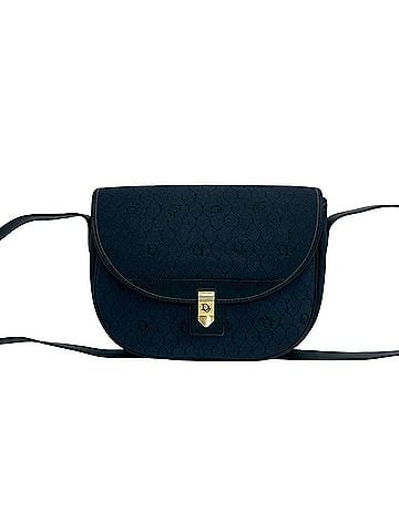 Christian Dior Christian Dior Honeycomb Pattern Logo Leather and Canvas Mini Shoulder Bag/Pouch Navy 34303 (view 1)