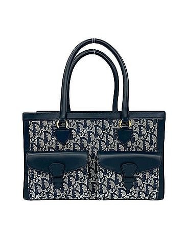 Christian Dior Christian Dior Trotter pattern CD logo hardware canvas leather genuine handbag tote bag navy 18235 (view 1)