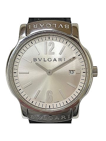 Bvlgari Bulgari BVLGARI Solo Tempo watch, total weight 38.1g, stainless steel, genuine leather strap, quartz movement, silver dial, ST35S (view 1)
