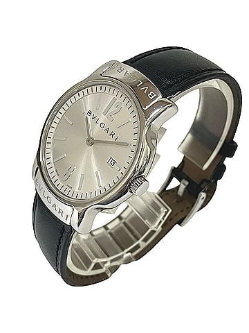 Bvlgari Bulgari BVLGARI Solo Tempo watch, total weight 38.1g, stainless steel, genuine leather strap, quartz movement, silver dial, ST35S (view 2)