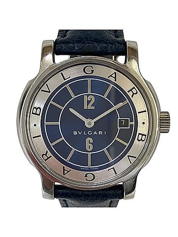 Bvlgari Bulgari BVLGARI Solotempo watch, total weight 24.3g, stainless steel, genuine leather strap, quartz movement, blue dial, ST29S (view 1)