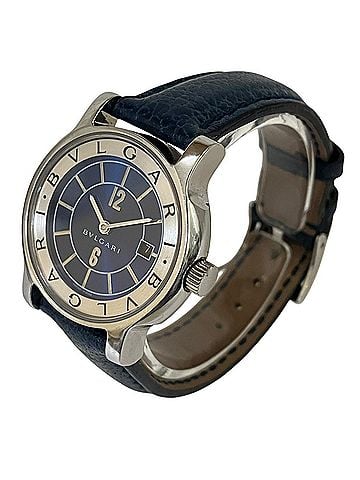 Bvlgari Bulgari BVLGARI Solotempo watch, total weight 24.3g, stainless steel, genuine leather strap, quartz movement, blue dial, ST29S (view 2)