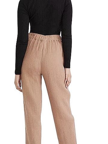 Madewell Gauze Cotton Linen High-Waist Button-Front Elastic Waist Pants Casual Pants (view 2)