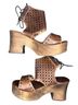 BED|STU 100% Leather Solid Brown Wedges Size 7 1/2 - photo 2