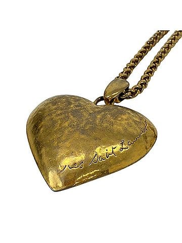 Yves Saint Laurent Yves Saint Laurent Vintage Large Heart Necklace GP Gold Color Women's (view 2)