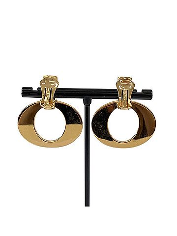 Christian Dior Christian Dior Vintage Oval Earrings, GP Gold Color, Women's (view 2)
