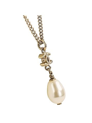 Chanel B13S CHANEL Chanel Coco Mark Pearl Chain Necklace Gold Color Women's (view 2)
