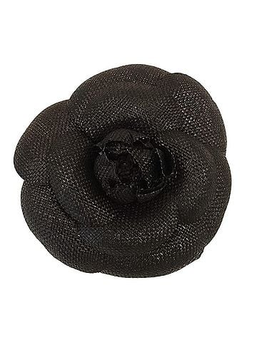Chanel CHANEL Chanel Canvas Camellia Corsage Pin Brooch Black Women's (view 1)