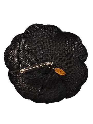 Chanel CHANEL Chanel Canvas Camellia Corsage Pin Brooch Black Women's (view 2)